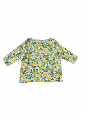 🍋 TALBOTS NWT Citrus Lemon Lime Bateau Neck Tee 3X Plus